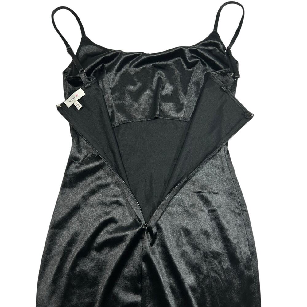 Better Be Little Black Satin Slip Dress Bodycon Sexy Sz S Spaghetti Strap Mini - Picture 6 of 12